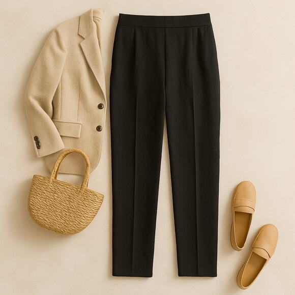 Beautiful by Lawrence Marian Black Knit Pants Minimalist Classic Size M - Picture 2 of 11